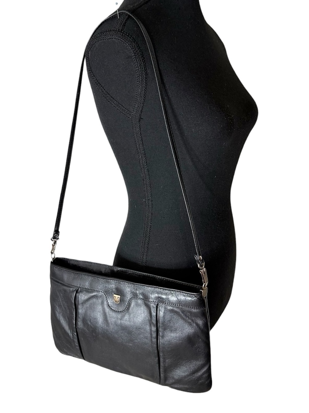 KARNIG MANN Vintage Black Shoulder Bag Purse 80’s Zipper